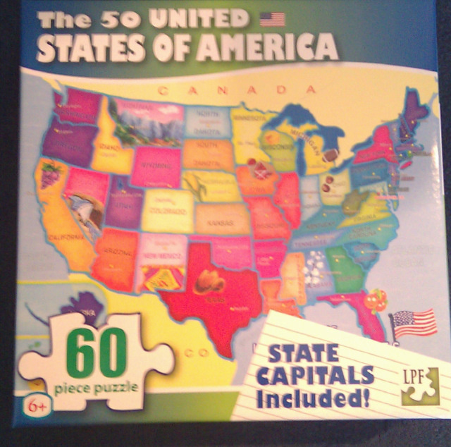 60 Piece Puzzle of the United States (includes Capitals)
